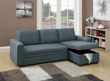 Living Room Furniture Convertible Sectional Blue Grey Color Polyfiber Reversible Chaise Storage Sofa Pull Out bed Couch Living Room Furniture Convertible Sectional Blue Grey Color Polyfiber Reversible Chaise Storage Sofa Pull Out bed Couch